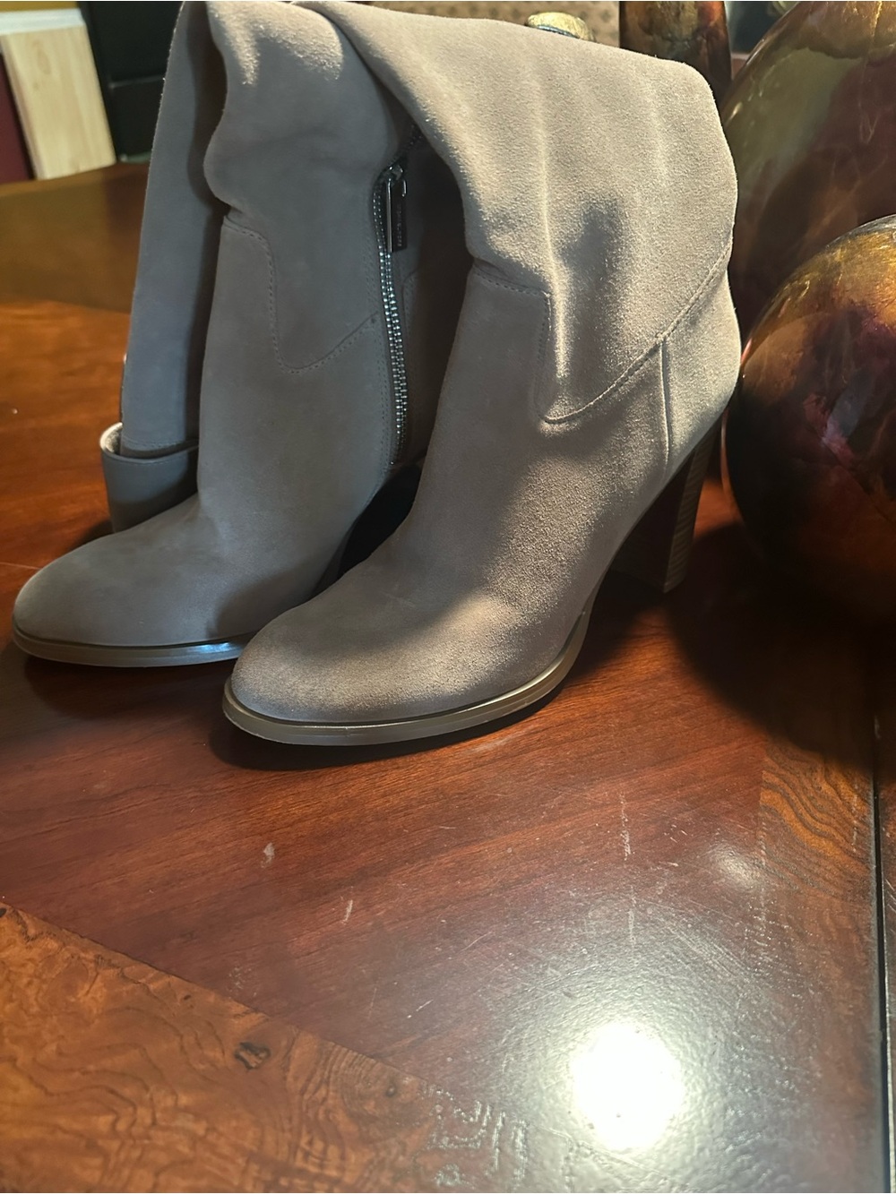 Michael Kors Taupe Suede Over-the-Knee Block Heel Boots - Picture 3 of 3
